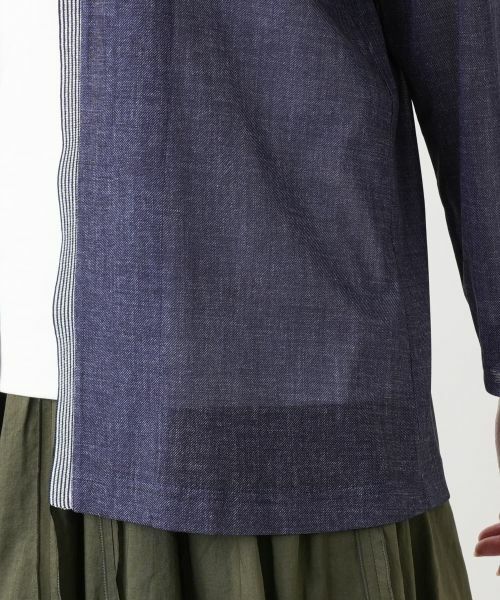 Leilian / レリアン シャツ・ブラウス | ストライプ切替ノーボタンブラウス | 詳細10