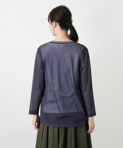 Leilian / レリアン シャツ・ブラウス | ストライプ切替ノーボタンブラウス | 詳細6