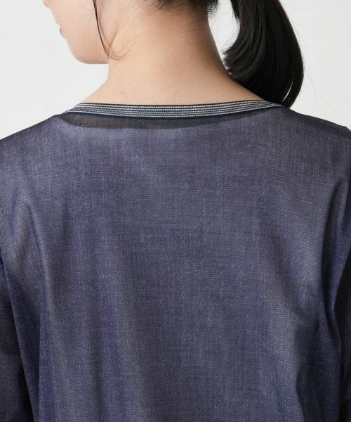 Leilian / レリアン シャツ・ブラウス | ストライプ切替ノーボタンブラウス | 詳細8