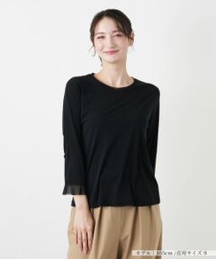 Leilian / レリアン カットソー | メッシュ切替クルーネックカットソー