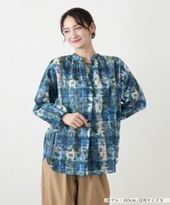 Leilian / レリアン シャツ・ブラウス | フラワー柄チェックスキッパーブラウス