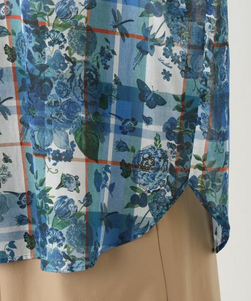 Leilian / レリアン シャツ・ブラウス | フラワー柄チェックスキッパーブラウス | 詳細10