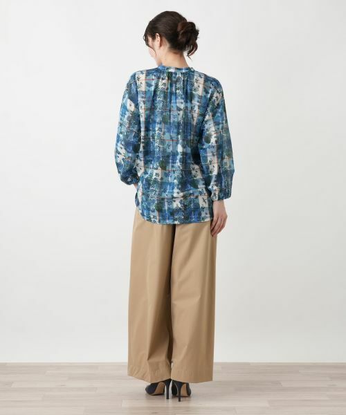 Leilian / レリアン シャツ・ブラウス | フラワー柄チェックスキッパーブラウス | 詳細3