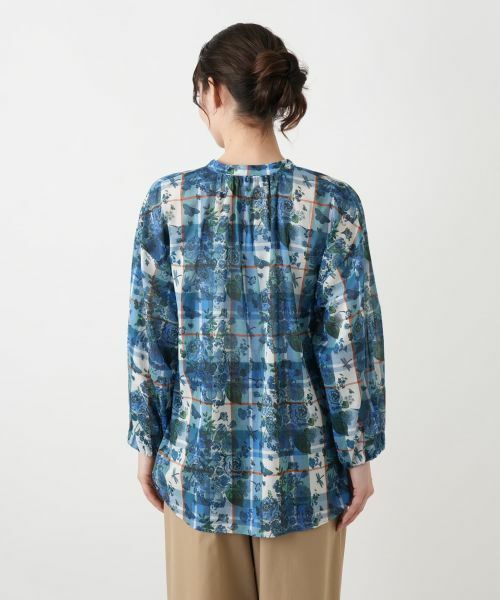 Leilian / レリアン シャツ・ブラウス | フラワー柄チェックスキッパーブラウス | 詳細6