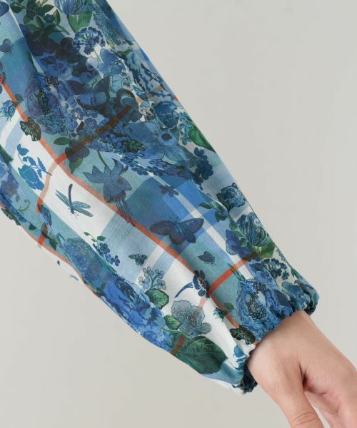 Leilian / レリアン シャツ・ブラウス | フラワー柄チェックスキッパーブラウス | 詳細9