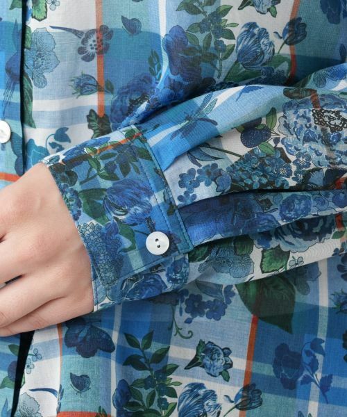 Leilian / レリアン シャツ・ブラウス | フラワー柄チェック襟付きブラウス | 詳細10