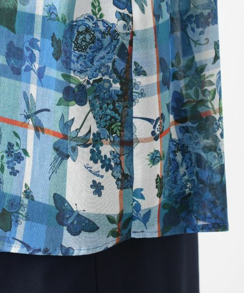 Leilian / レリアン シャツ・ブラウス | フラワー柄チェック襟付きブラウス | 詳細11