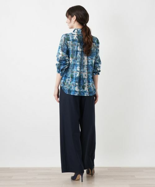 Leilian / レリアン シャツ・ブラウス | フラワー柄チェック襟付きブラウス | 詳細3