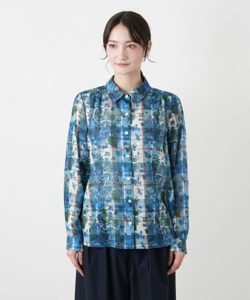 Leilian / レリアン シャツ・ブラウス | フラワー柄チェック襟付きブラウス | 詳細4