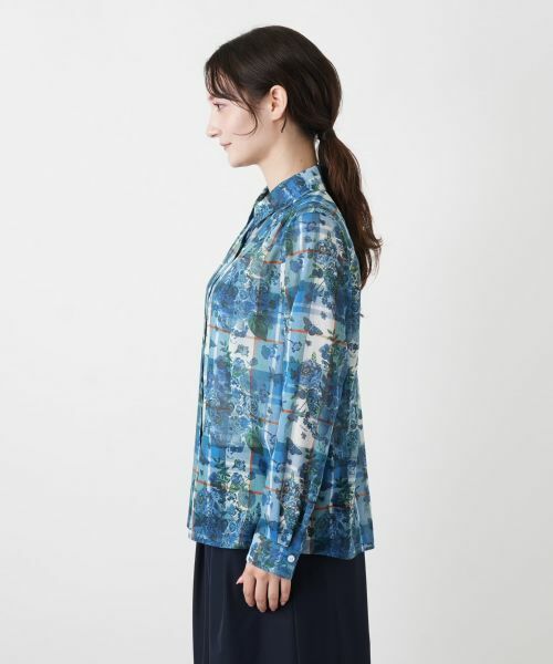 Leilian / レリアン シャツ・ブラウス | フラワー柄チェック襟付きブラウス | 詳細5