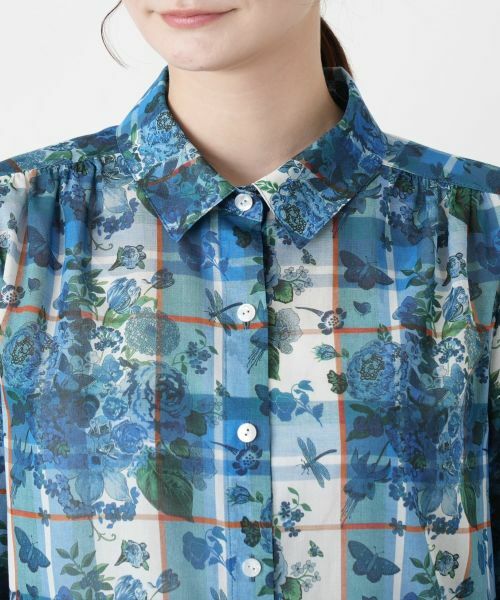Leilian / レリアン シャツ・ブラウス | フラワー柄チェック襟付きブラウス | 詳細7