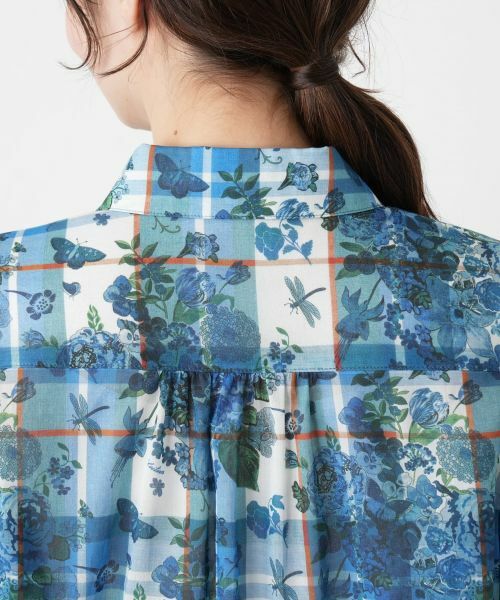 Leilian / レリアン シャツ・ブラウス | フラワー柄チェック襟付きブラウス | 詳細8