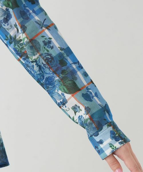 Leilian / レリアン シャツ・ブラウス | フラワー柄チェック襟付きブラウス | 詳細9