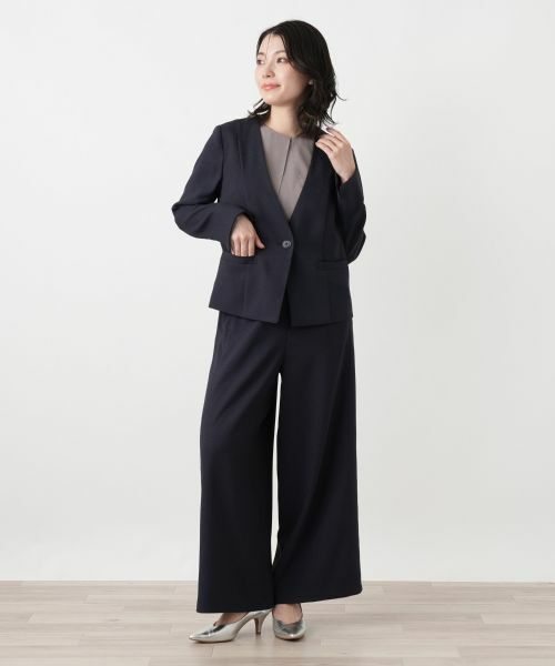 Leilian / レリアン テーラードジャケット | Vネックノーカラージャケット | 詳細1