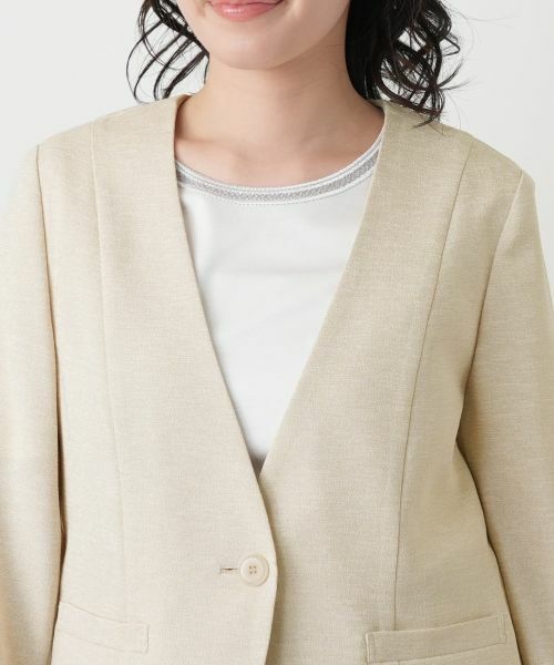 Leilian / レリアン テーラードジャケット | Vネックノーカラージャケット | 詳細10