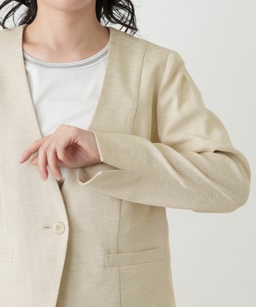 Leilian / レリアン テーラードジャケット | Vネックノーカラージャケット | 詳細12