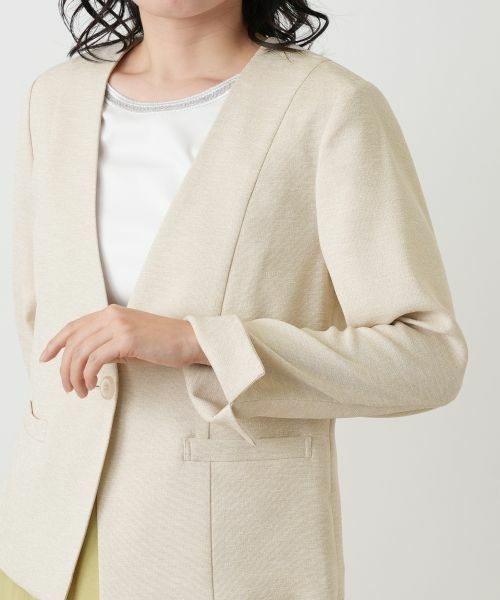 Leilian / レリアン テーラードジャケット | Vネックノーカラージャケット | 詳細13