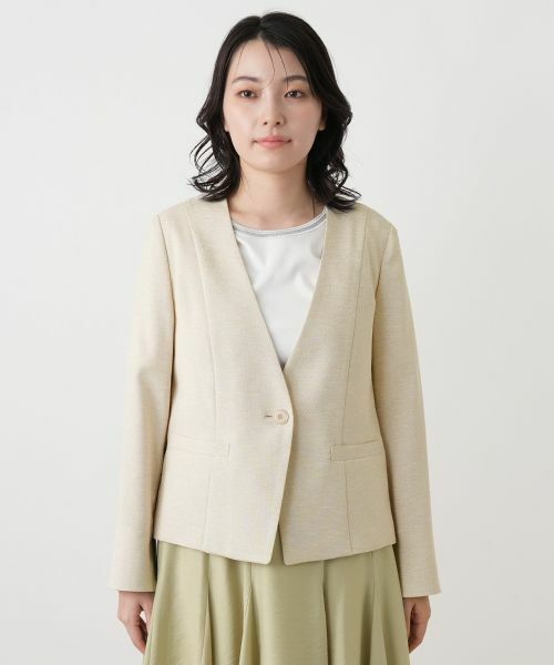 Leilian / レリアン テーラードジャケット | Vネックノーカラージャケット | 詳細7