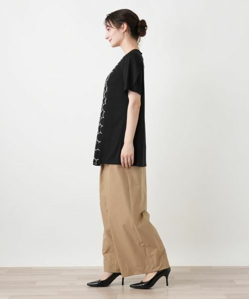 Leilian / レリアン カットソー | 幾何学柄プリーツ切替カットソー | 詳細2