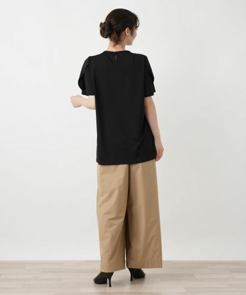 Leilian / レリアン カットソー | 幾何学柄プリーツ切替カットソー | 詳細3