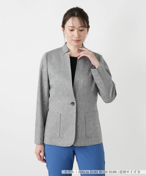 Leilian / レリアン テーラードジャケット | スタンドカラーテーラードジャケット（アッシュグレー）