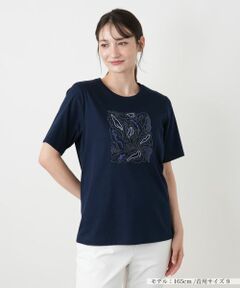 Leilian / レリアン カットソー | 刺繍クルーネックTシャツ【MUSE BY ROCHAS Premiere】