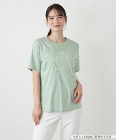 Leilian / レリアン カットソー | 刺繍クルーネックTシャツ【MUSE BY ROCHAS Premiere】