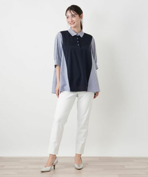 Leilian / レリアン シャツ・ブラウス | ストライプ切替Aラインブラウス【MUSE BY ROCHAS Premiere】 | 詳細1