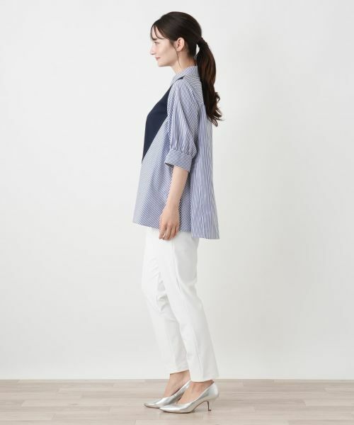 Leilian / レリアン シャツ・ブラウス | ストライプ切替Aラインブラウス【MUSE BY ROCHAS Premiere】 | 詳細2