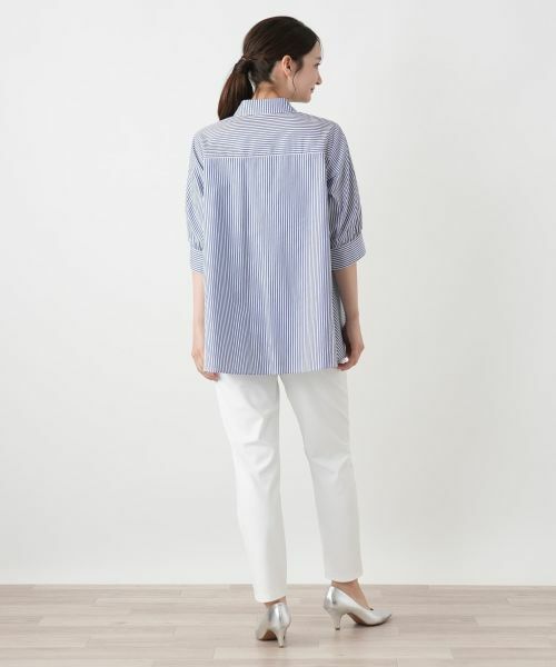 Leilian / レリアン シャツ・ブラウス | ストライプ切替Aラインブラウス【MUSE BY ROCHAS Premiere】 | 詳細3