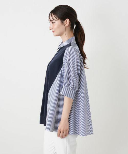 Leilian / レリアン シャツ・ブラウス | ストライプ切替Aラインブラウス【MUSE BY ROCHAS Premiere】 | 詳細5