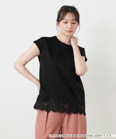 Leilian / レリアン カットソー | レースレイヤードフレンチスリーブカットソー