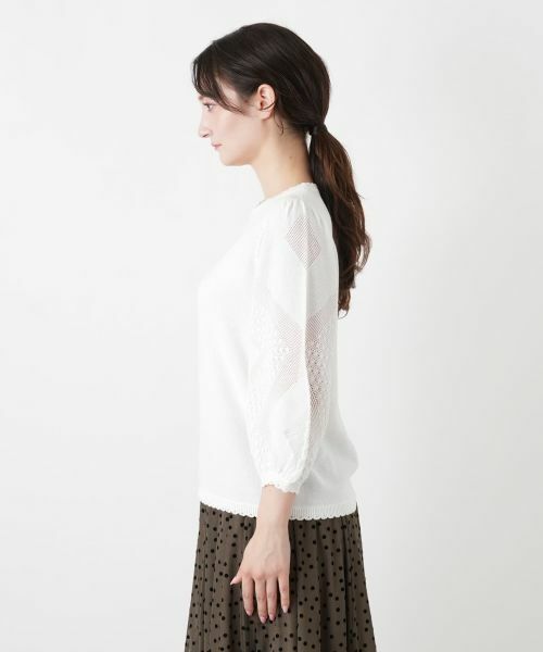 Leilian / レリアン ニット・セーター | 編地切替クルーネック七分袖ニット【BOURGE】 | 詳細11