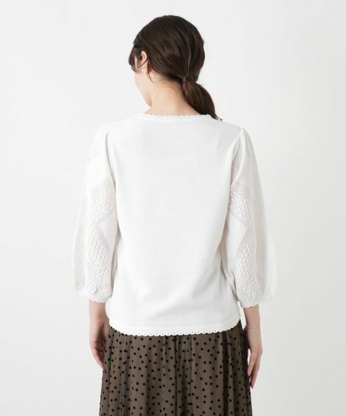 Leilian / レリアン ニット・セーター | 編地切替クルーネック七分袖ニット【BOURGE】 | 詳細12