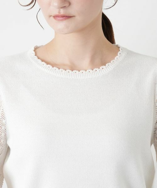 Leilian / レリアン ニット・セーター | 編地切替クルーネック七分袖ニット【BOURGE】 | 詳細13