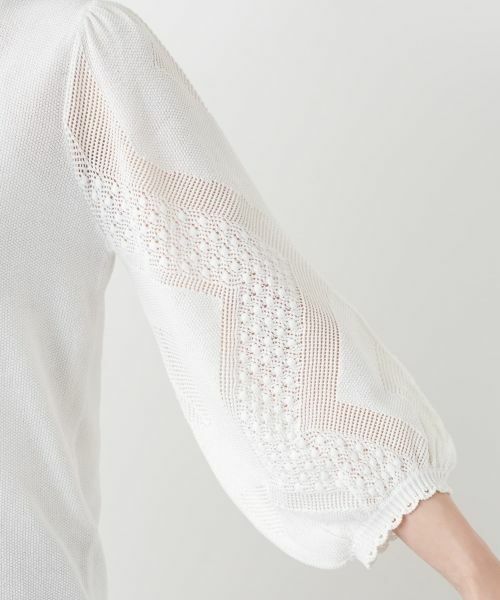 Leilian / レリアン ニット・セーター | 編地切替クルーネック七分袖ニット【BOURGE】 | 詳細15