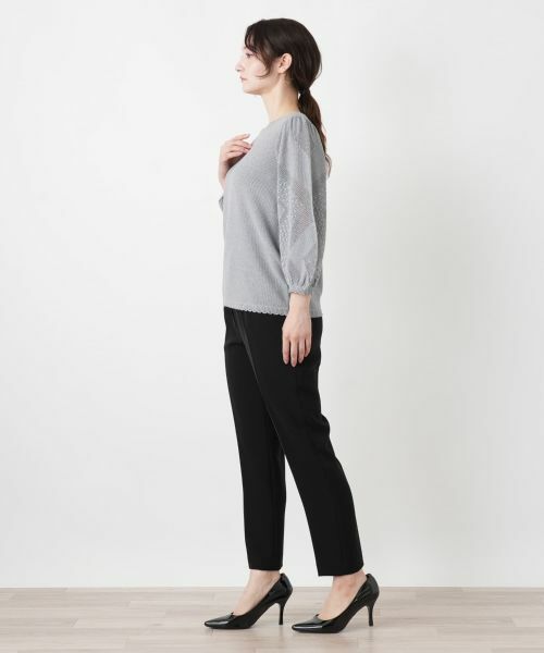 Leilian / レリアン ニット・セーター | 編地切替クルーネック七分袖ニット【BOURGE】 | 詳細2