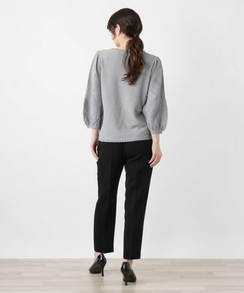 Leilian / レリアン ニット・セーター | 編地切替クルーネック七分袖ニット【BOURGE】 | 詳細3