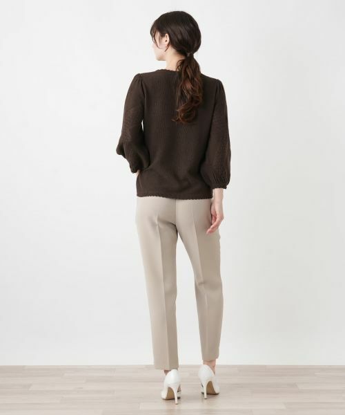 Leilian / レリアン ニット・セーター | 編地切替クルーネック七分袖ニット【BOURGE】 | 詳細6