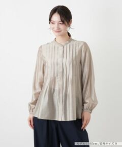 Leilian / レリアン シャツ・ブラウス | ピンタックバンドカラーブラウス【Leilian WHITE LABEL】