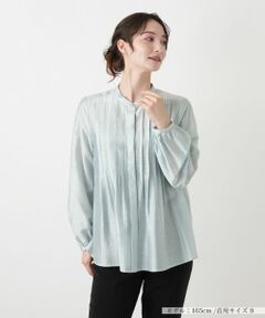 Leilian / レリアン シャツ・ブラウス | ピンタックバンドカラーブラウス【Leilian WHITE LABEL】