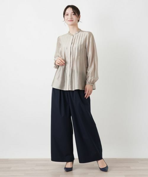 Leilian / レリアン シャツ・ブラウス | ピンタックバンドカラーブラウス【Leilian WHITE LABEL】 | 詳細1