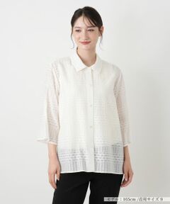 Leilian / レリアン シャツ・ブラウス | 幾何学チェックシアーブラウス【Leilian WHITE LABEL】