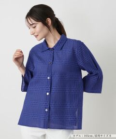 Leilian / レリアン シャツ・ブラウス | 幾何学チェックシアーブラウス【Leilian WHITE LABEL】