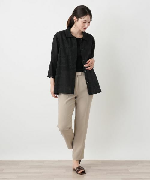 Leilian / レリアン シャツ・ブラウス | 幾何学チェックシアーブラウス【Leilian WHITE LABEL】 | 詳細1