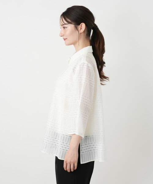 Leilian / レリアン シャツ・ブラウス | 幾何学チェックシアーブラウス【Leilian WHITE LABEL】 | 詳細11