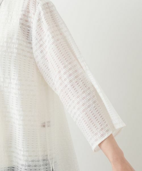 Leilian / レリアン シャツ・ブラウス | 幾何学チェックシアーブラウス【Leilian WHITE LABEL】 | 詳細15