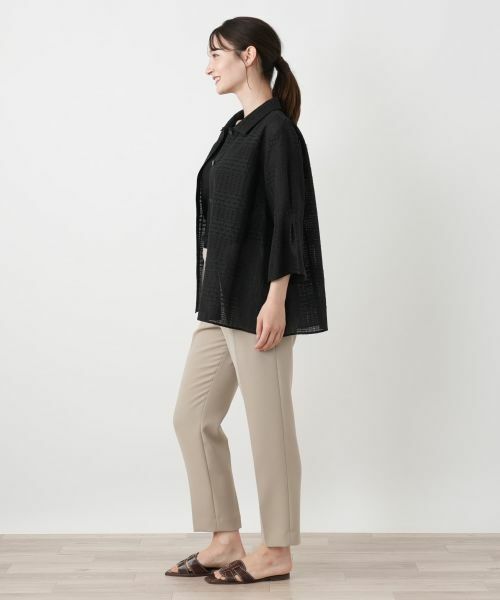 Leilian / レリアン シャツ・ブラウス | 幾何学チェックシアーブラウス【Leilian WHITE LABEL】 | 詳細2