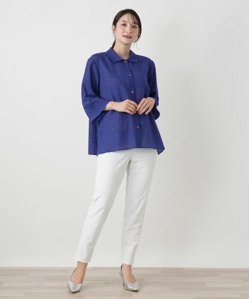 Leilian / レリアン シャツ・ブラウス | 幾何学チェックシアーブラウス【Leilian WHITE LABEL】 | 詳細4