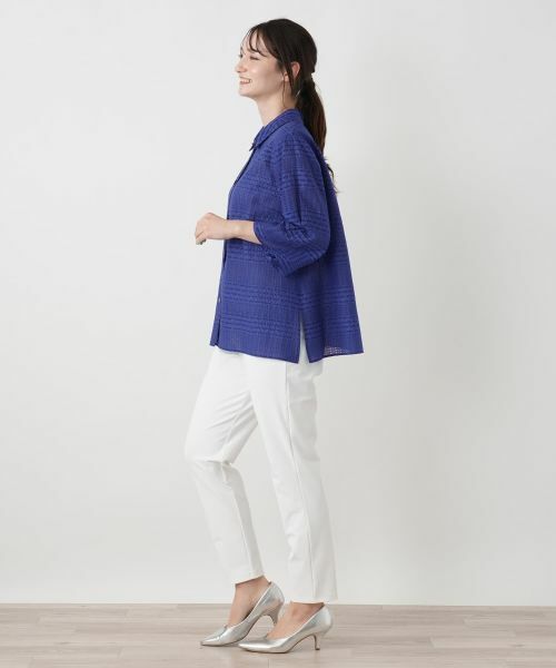 Leilian / レリアン シャツ・ブラウス | 幾何学チェックシアーブラウス【Leilian WHITE LABEL】 | 詳細5